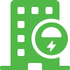 Icon of an apartment building with a charging symbol