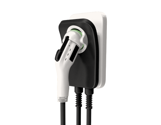An electric vehicle charger wall mounted