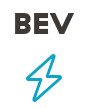 BEV label above a lightning bolt icon