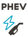 PHEV label above a lightning bolt icon next to a gas pump silhouette